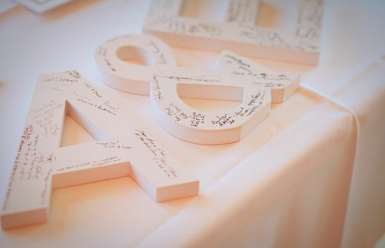 Our first guest book idea is to by the initials of your first names along 