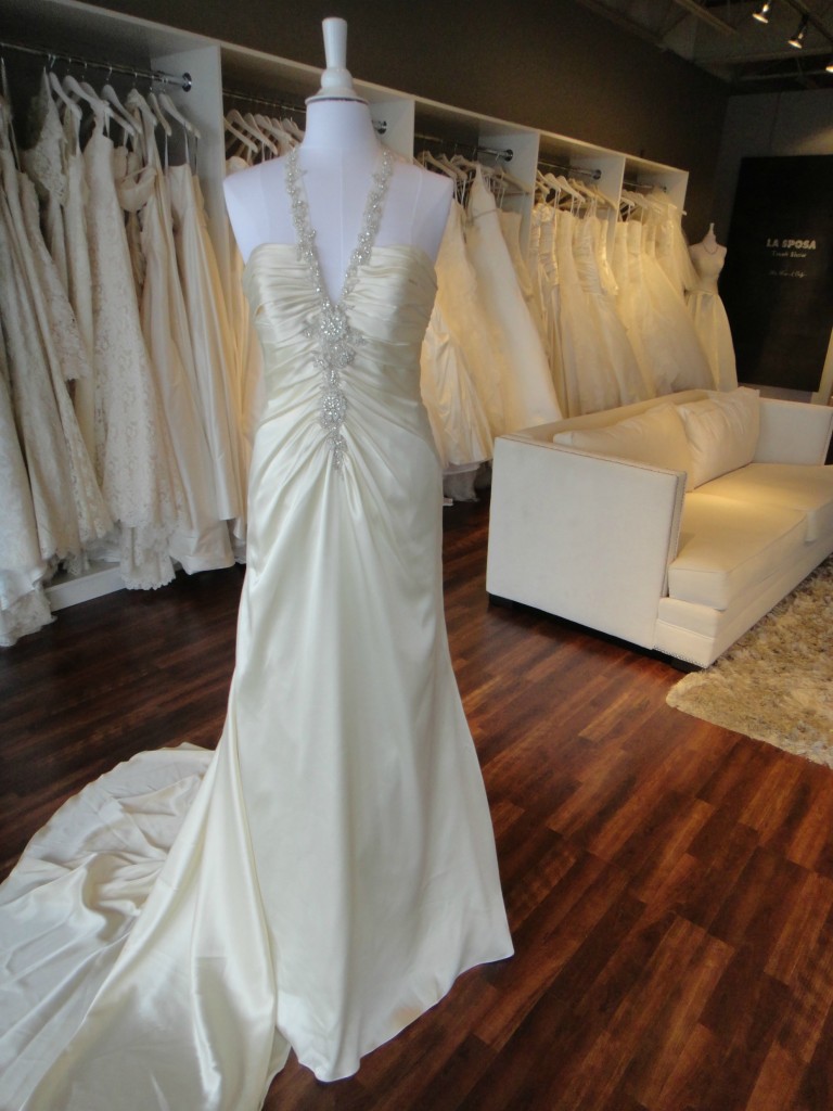 No need for extra bling with this wedding gown from La Sposa, now available at Ready or Knot